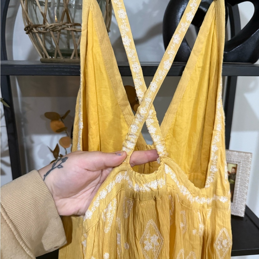 RAGA Sunlit Yellow Maxi Dress with White Accents size large - Picture 10 of 12